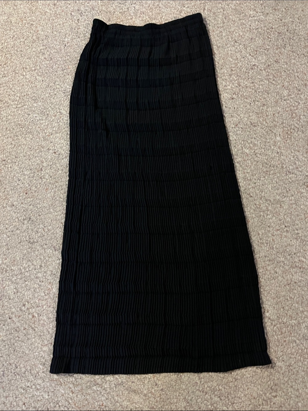 Vintage Babette Black Ribbed Maxi Skirt - Sleek Everyday Style-no size